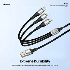 3-in-1 USB to Micro/C/iPhone 3.5A 1.2m – A30