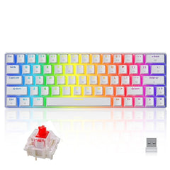 Tezarre Keyboard TK-63 Pro Mechanical Keyboard Tri-mode 60% White