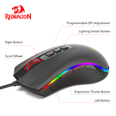 Redragon M711 COBRA RGB Gaming Mouse with 16.8 Million, 10,000 DPI (Black)