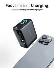 OMI 100W GaN Charger (Interactive Display & Retractable USB-C Cable)