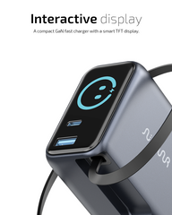 OMI 100W GaN Charger (Interactive Display &  Retractable USB-C Cable)