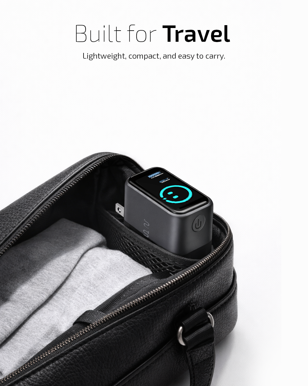 OMI 70W GaN Charger (Interactive Display &  Retractable USB-C Cable)