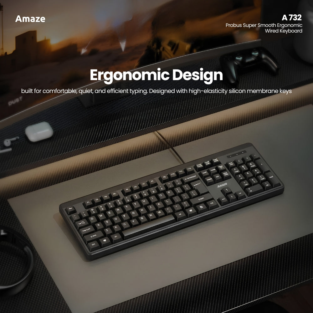 Probus Super Smooth Ergonomic Wired Keyboard – A732
