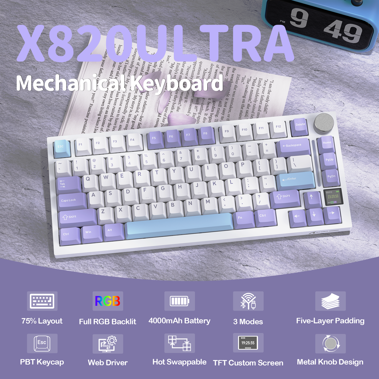 ATTACK SHARK X820Ultra Tri-mode Gasket Mechanical Keyboard