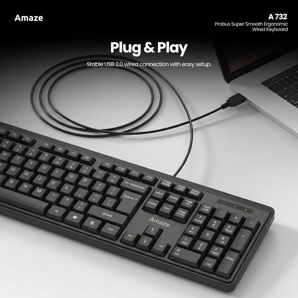 Probus Super Smooth Ergonomic Wired Keyboard – A732