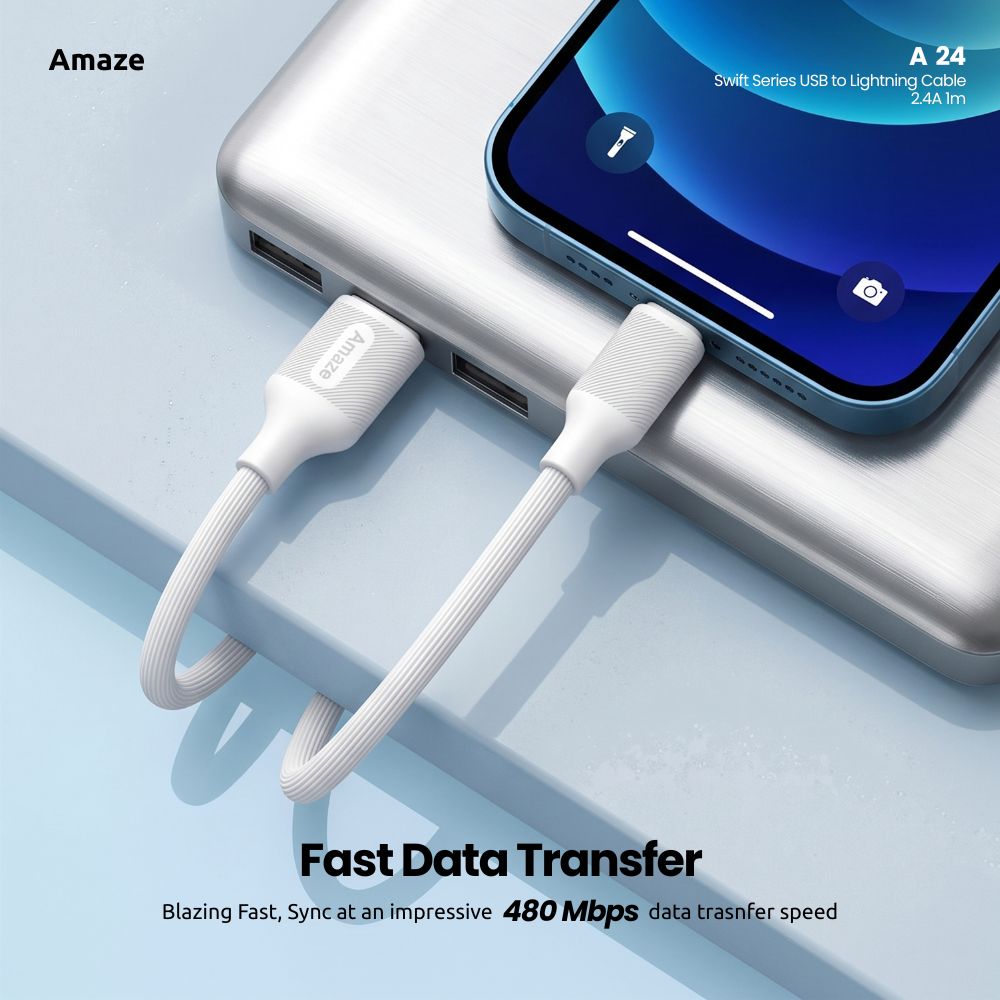 Swift Series USB to Lightning Cable 2.4A 1M – A24
