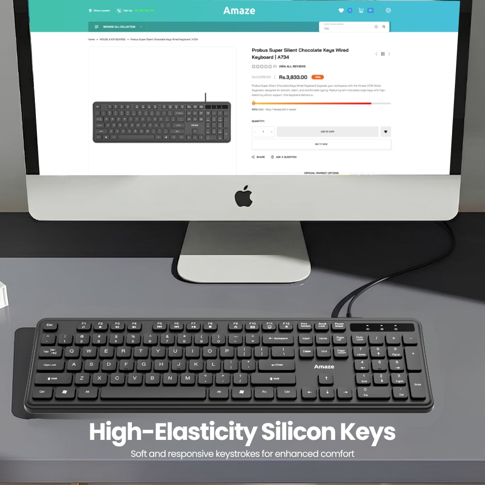 Probus Super Silent Chocolate Keys Wired Keyboard – A734
