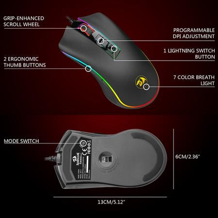 Redragon M711-FPS RGB COBRA Gaming Mouse with 16.8 Million, 24,000 DPI, (Black)