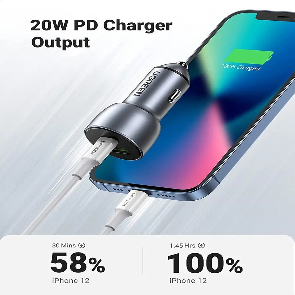 UGREEN Car Charger Fast 60W 2-Port 60980