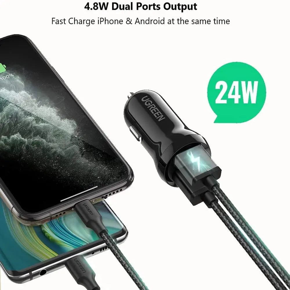 UGREEN 24W Dual USB Car Charger 50875