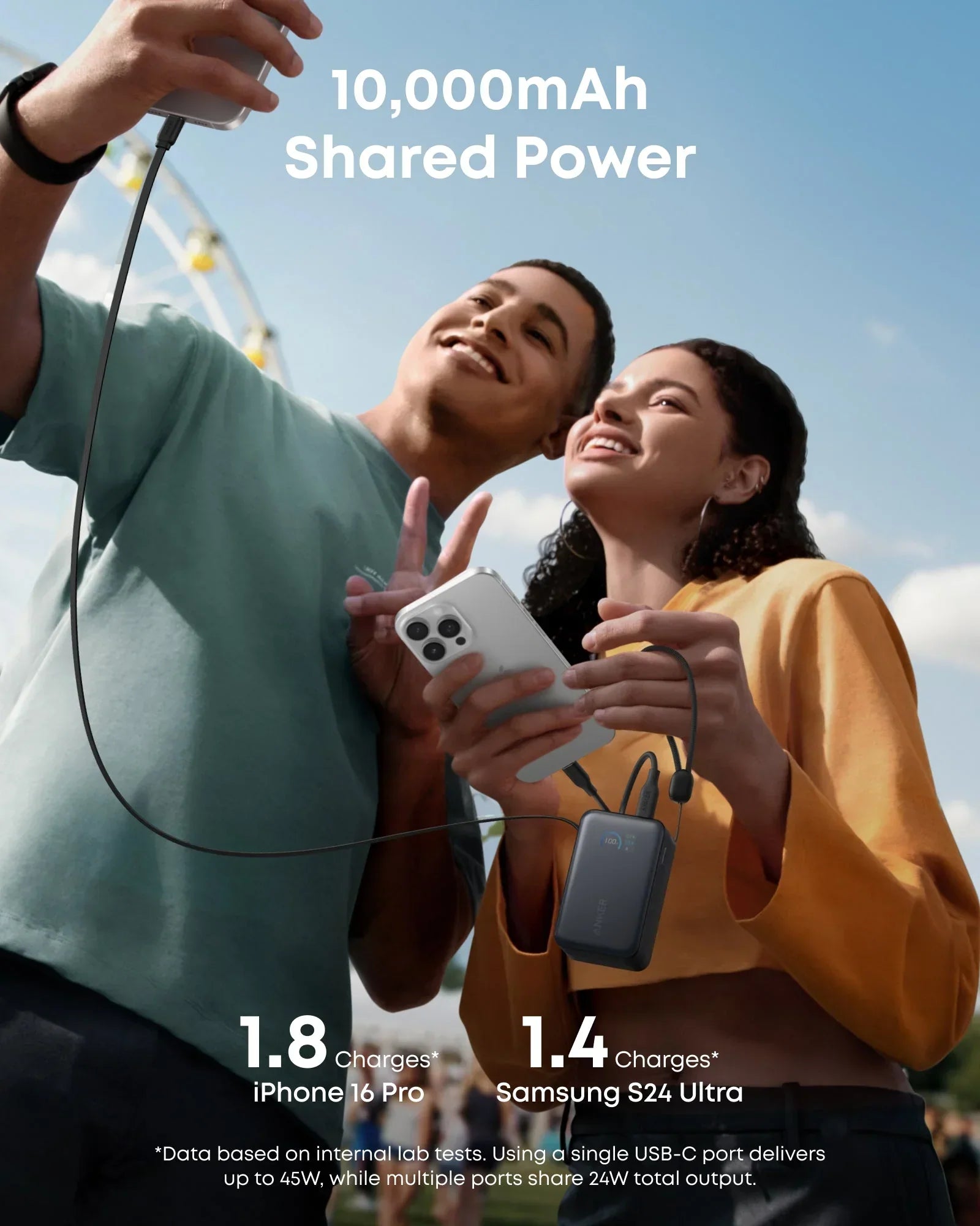 Anker Nano Power Bank 10K, 45W, Built-In Retractable USB-C Cable