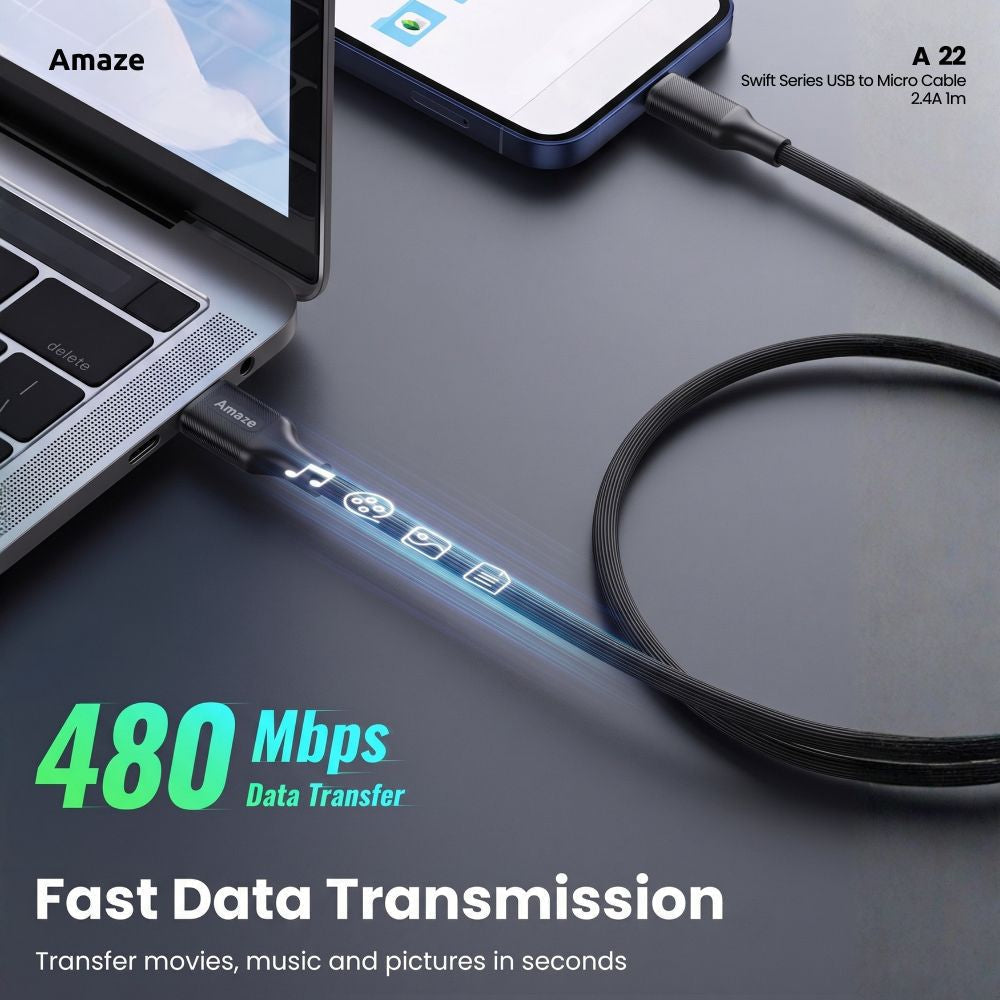 Swift Series USB to Micro Cable 2.4A 1M – A22