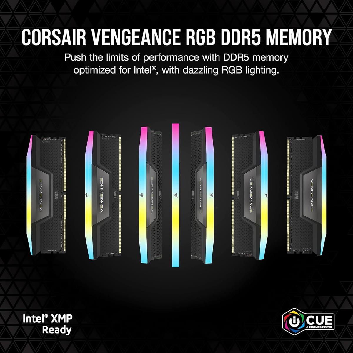 Corsair Ram Desktop Vengeance 96GB 48x2 5600mhz RGB DDR5 CL40 Black