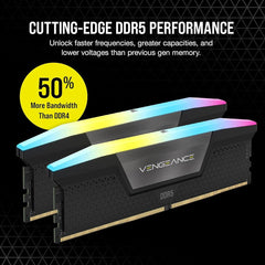 Corsair Ram Desktop Vengeance 96GB 48x2 5600mhz RGB DDR5 CL40 Black
