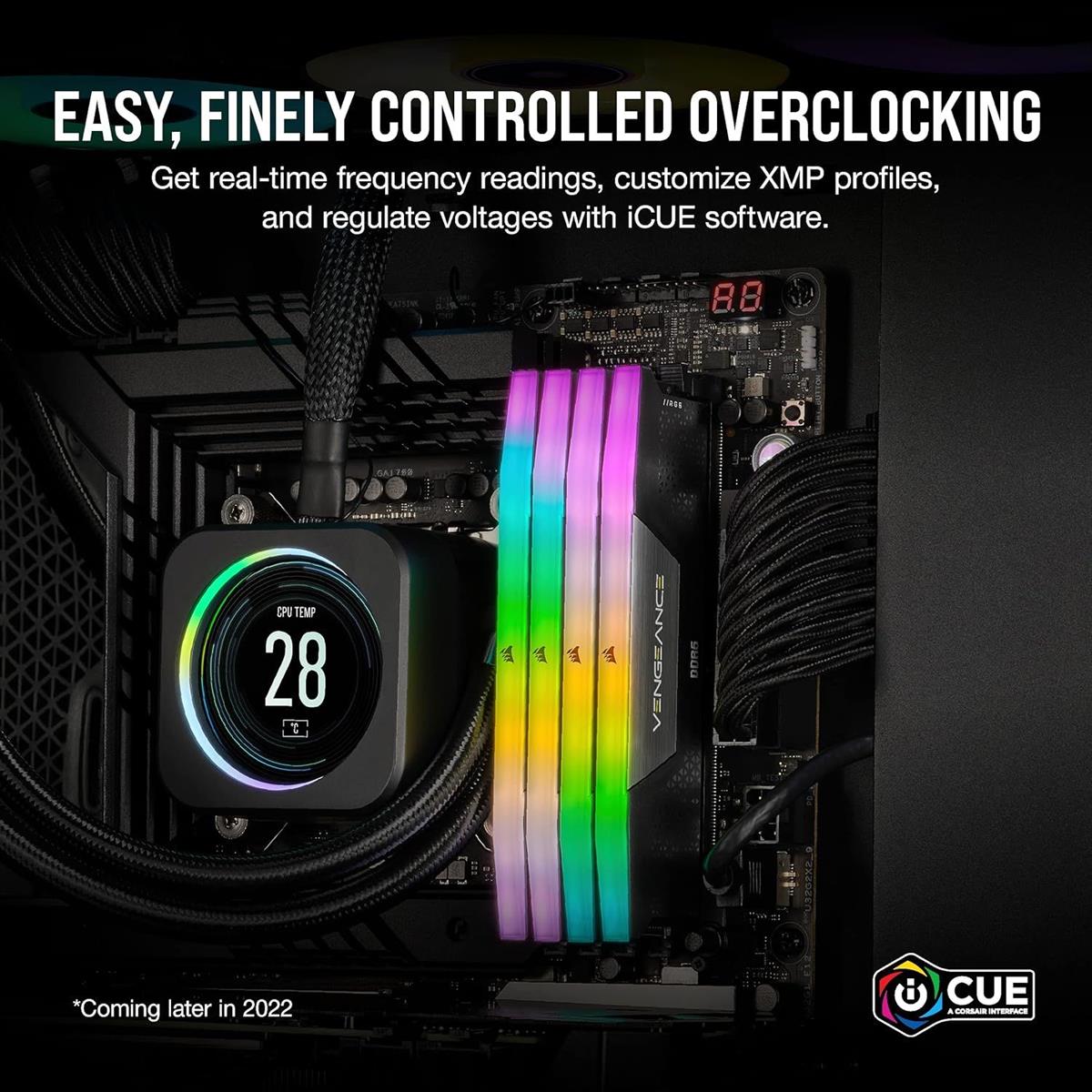 Corsair Ram Desktop Vengeance 96GB 48x2 5600mhz RGB DDR5 CL40 Black