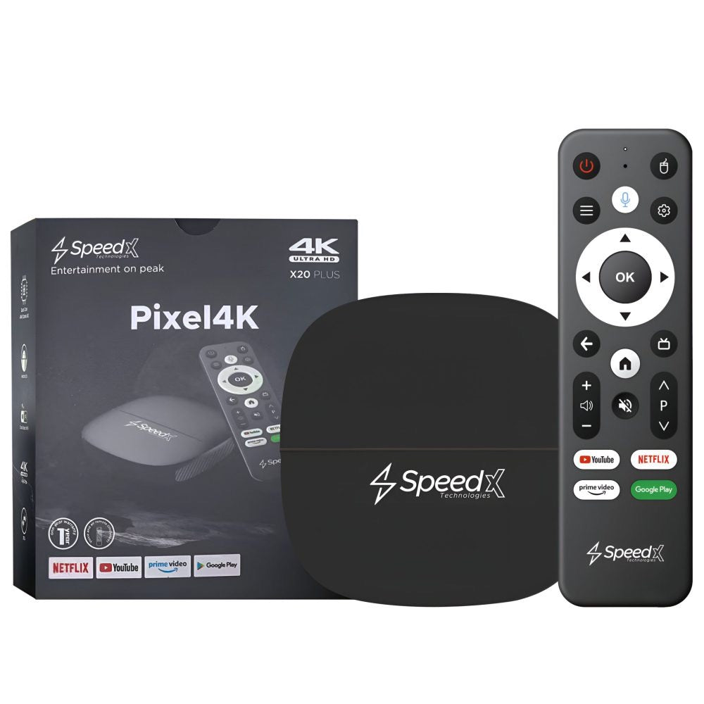 SPEEDX PIXEL4K X20 PLUS ALLWINNER H313 ANDROID 10.0V 4K SMART TV BOX 2GB+16GB Air Mouse With Voice Control