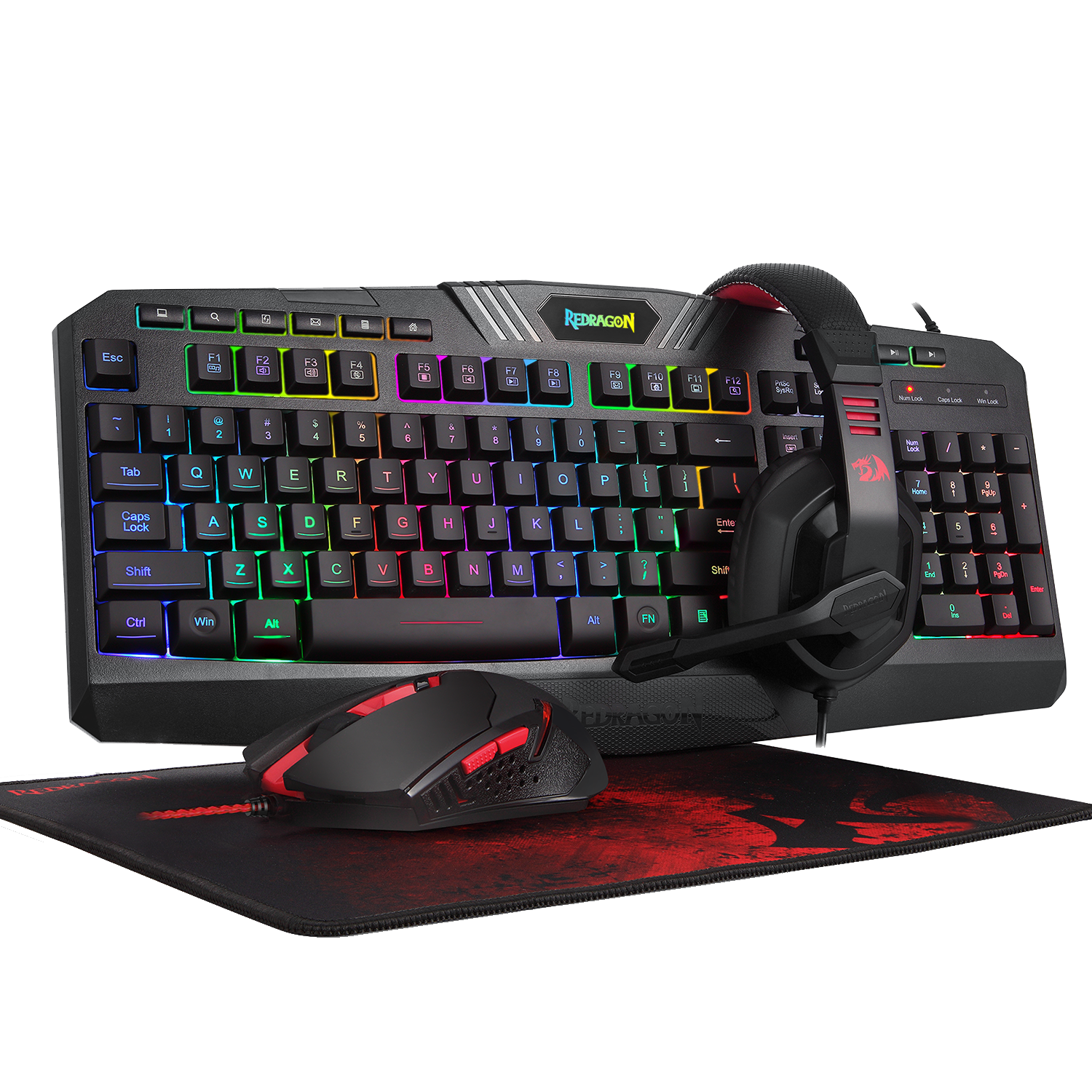 Redragon S101-BA-2 Wired Gaming Keyboard, Mouse, Headset, Mousepad Combo Set (4 in 1)