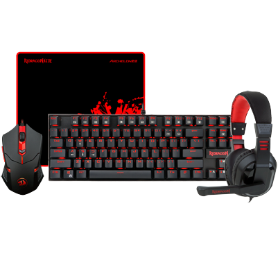 Redragon K552-BB Keyboard, M601 Mouse, P001 Mousepad and H120 Headset Combo Set (4 in 1)