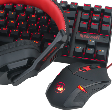 Redragon K552-BB Keyboard, M601 Mouse, P001 Mousepad and H120 Headset Combo Set (4 in 1)