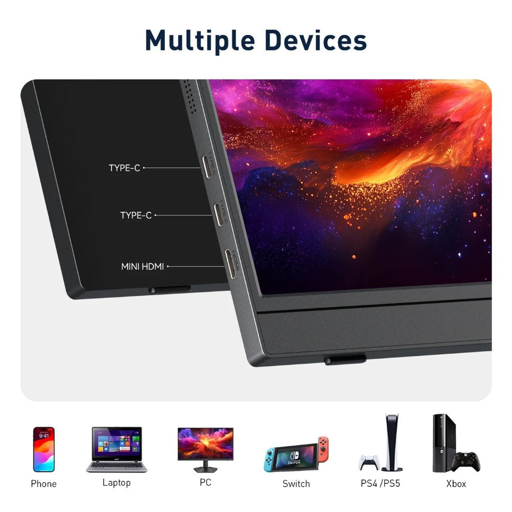 KOORUI E1512A 15.6 Inch FHD Portable Monitor | IPS | 1920×1080 | 60Hz | USB-C | HDMI 1.4 | FreeSync | HDR
