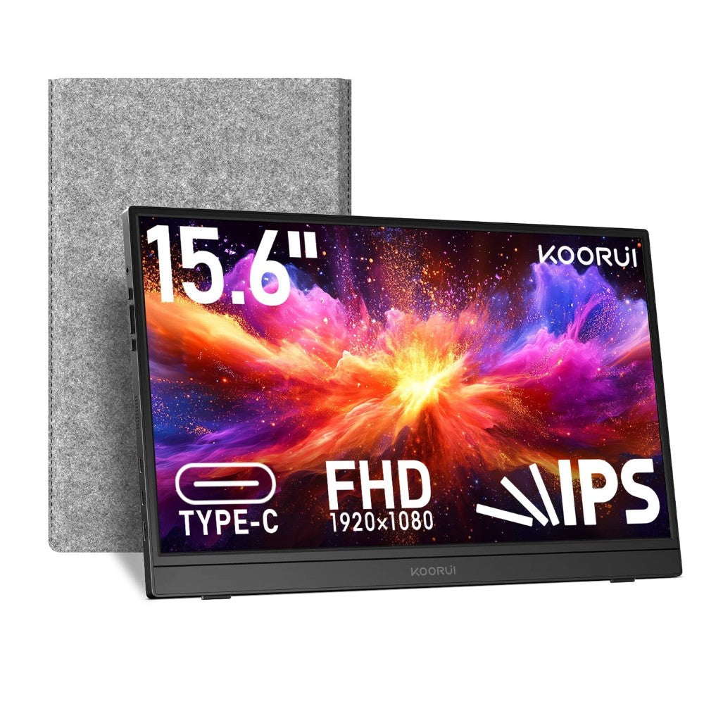 KOORUI E1512A 15.6 Inch FHD Portable Monitor | IPS | 1920×1080 | 60Hz | USB-C | HDMI 1.4 | FreeSync | HDR