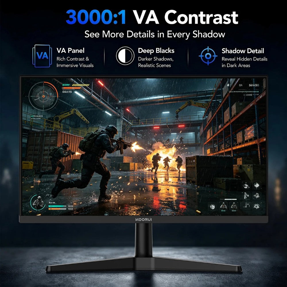 KOORUI G2412V 24 Inch FHD Gaming Monitor | VA Panel | 180Hz | 1ms | 3000:1 Contrast | FreeSync