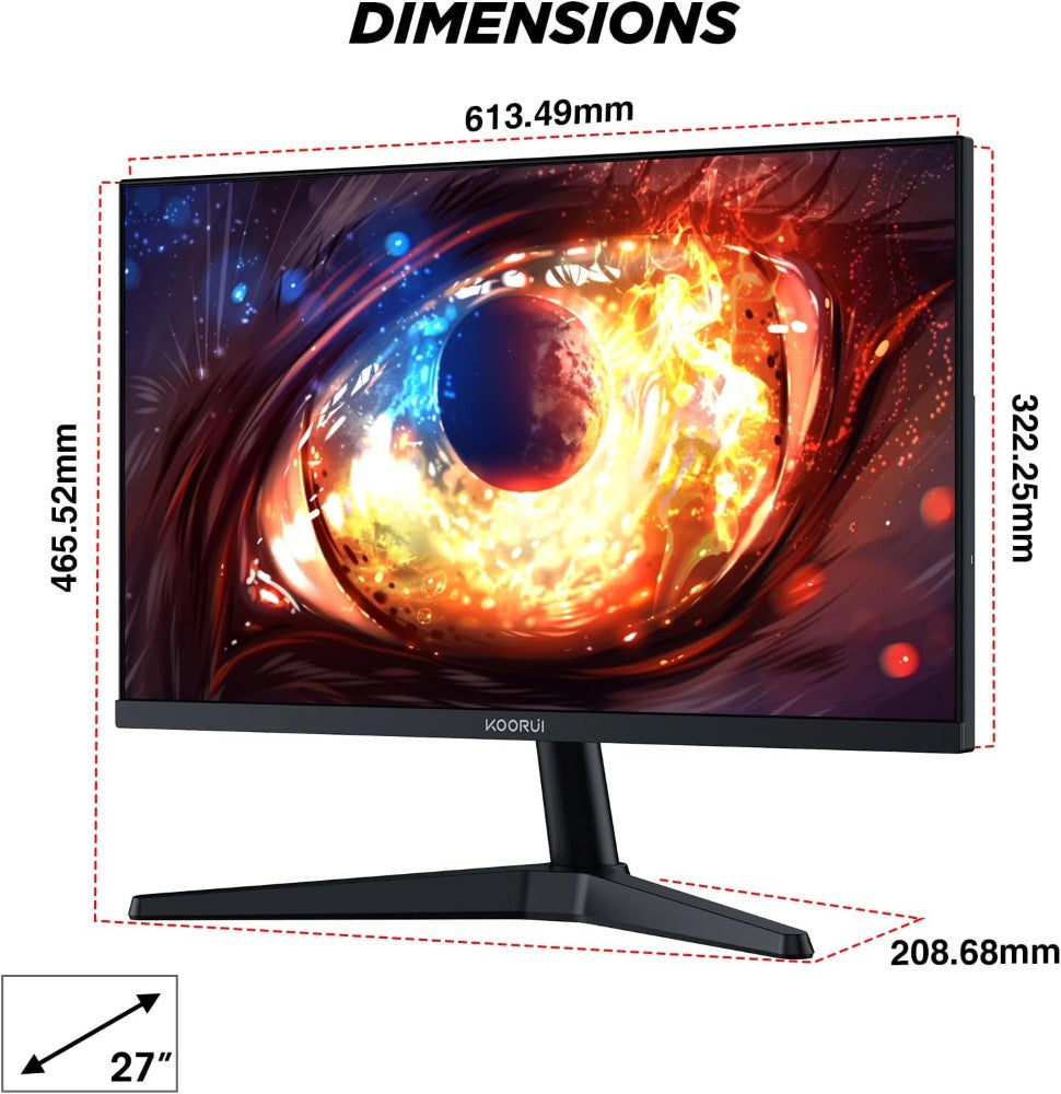 KOORUI G2711V 27 Inch FHD Gaming Monitor | IPS Panel | 180Hz | 1ms | 1920×1080 | Adaptive Sync