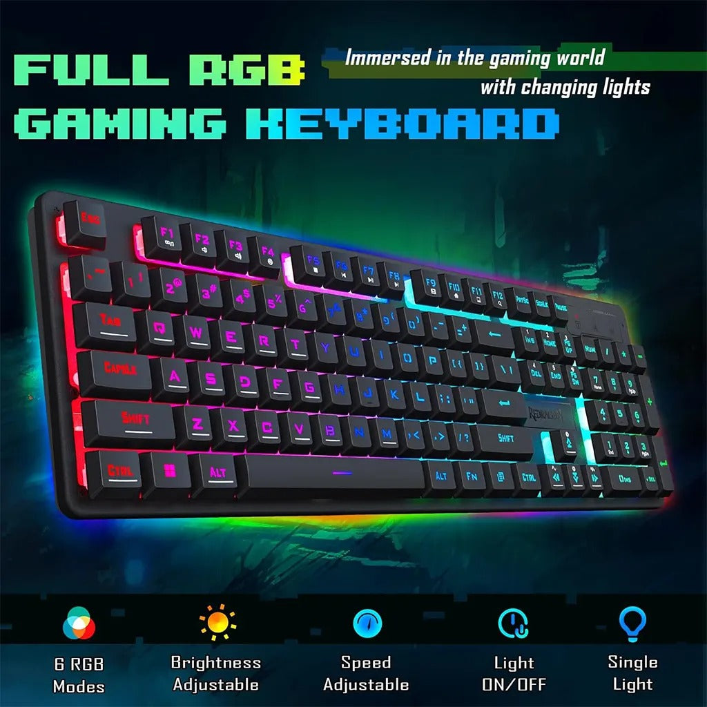 Redragon S107-BA RGB Gaming Keyboard and Mouse Combo - 104 Keys + 10K DPI Wired Combo Set (2-in-1)