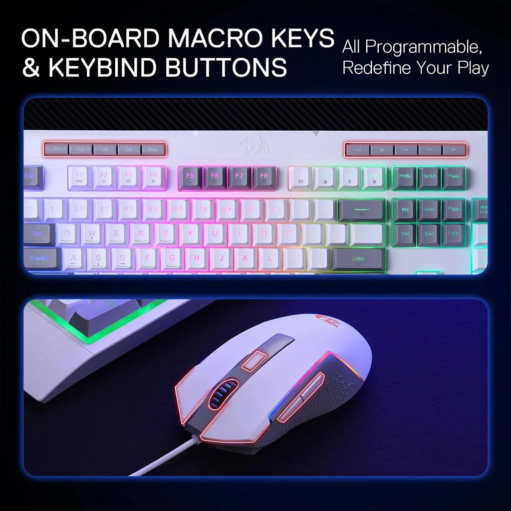 Redragon S151 RGB K525 Membrane Keyboard & M616 Mouse Combo Set (White)