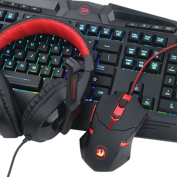 Redragon S101-BA-2 Wired Gaming Keyboard, Mouse, Headset, Mousepad Combo Set (4 in 1)