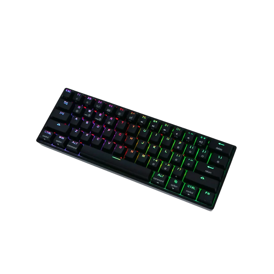 Tezarre Keyboard TK-63 Pro Mechanical Keyboard Tri-mode 60% Black