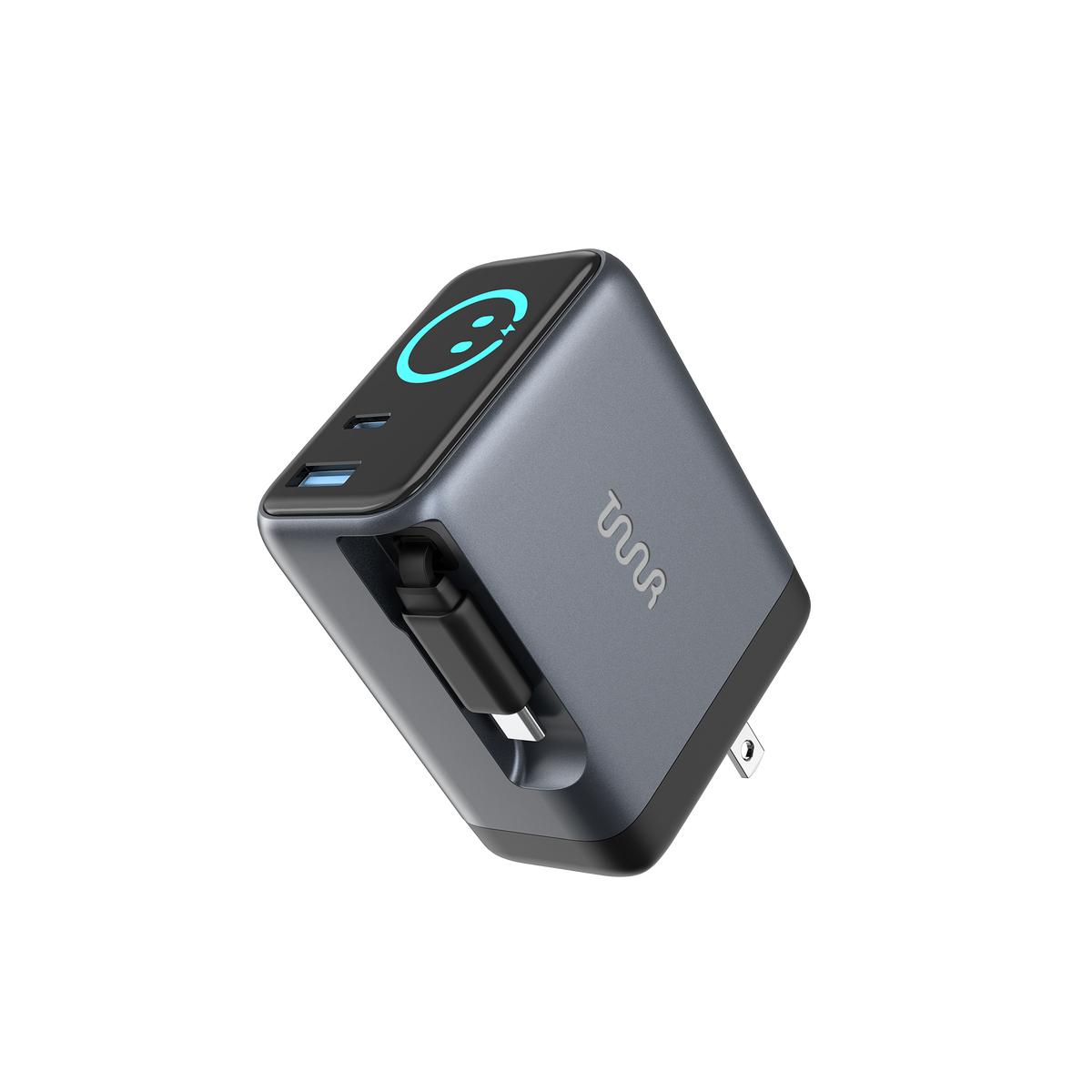 OMI 70W GaN Charger (Interactive Display &  Retractable USB-C Cable)