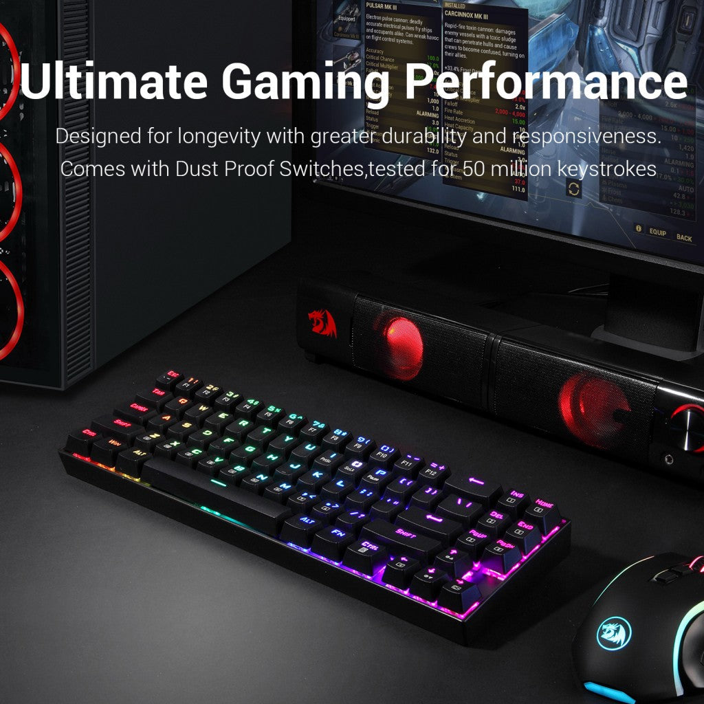 Redragon K599 KRS DEIMOS RGB Wireless Mechanical Gaming Keyboard with Red Switches (Black)