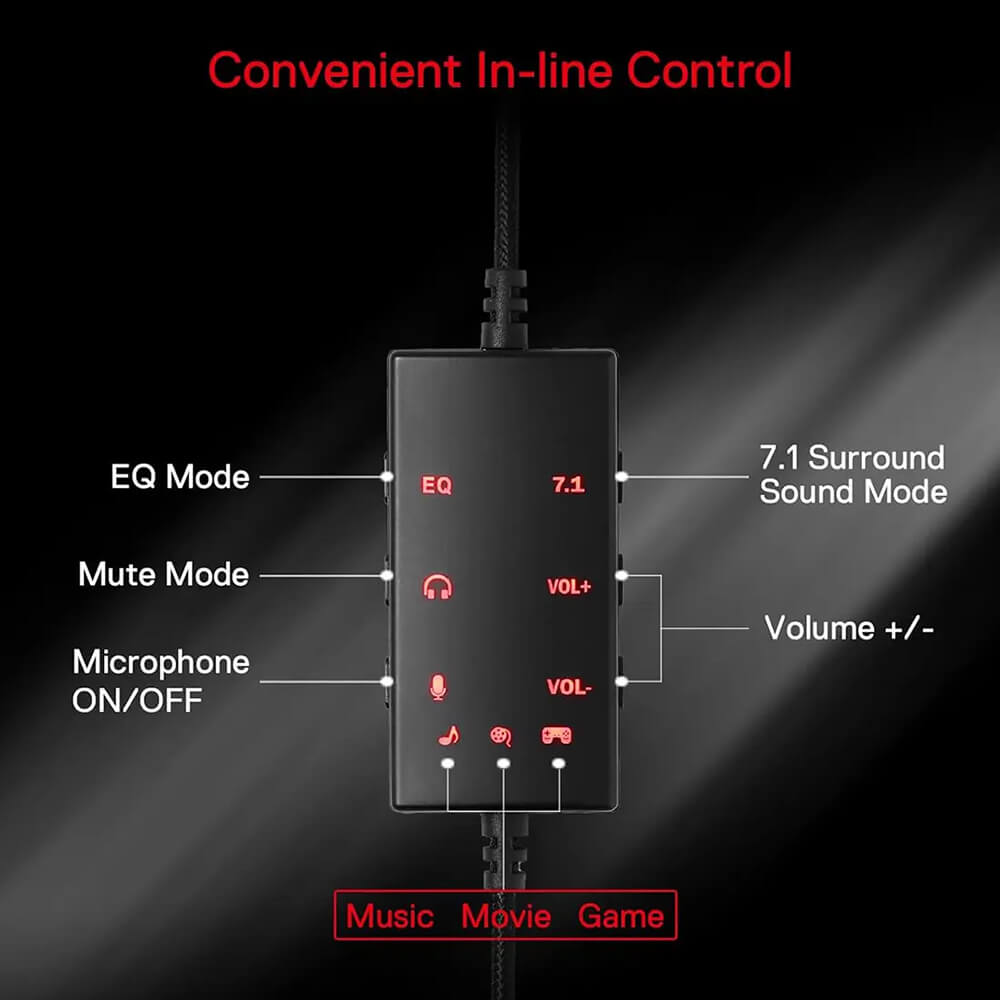 Redragon H376 AURORA USB Wired Gaming Headset (Black)