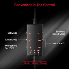 Redragon H376 AURORA USB Wired Gaming Headset (Black)