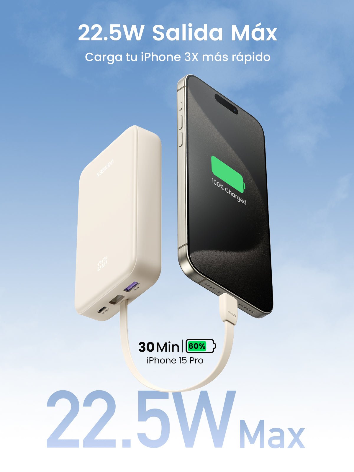 UGREEN 20000MAH Integrated Cable Power Bank 35340