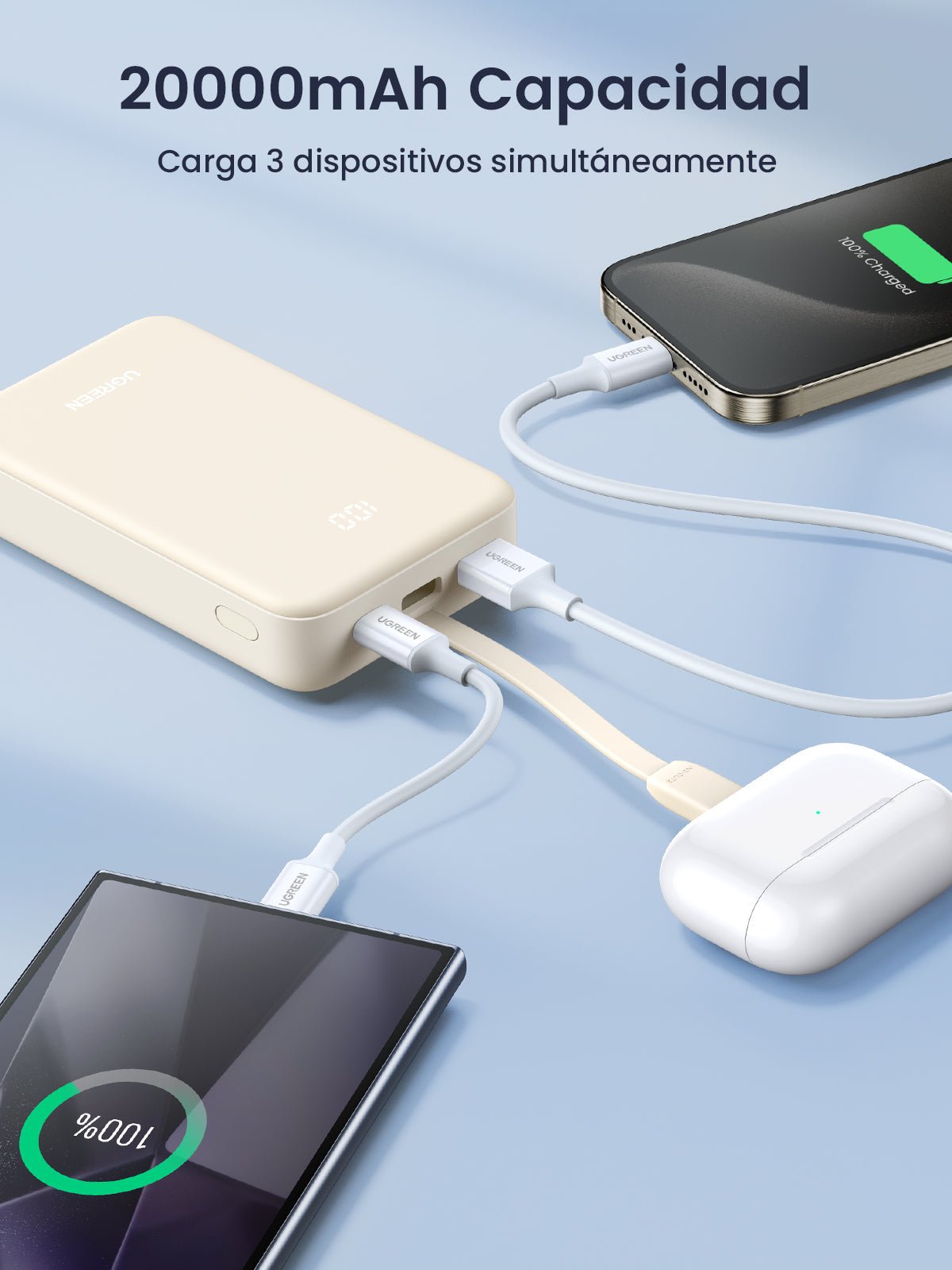 UGREEN 20000MAH Integrated Cable Power Bank 35340