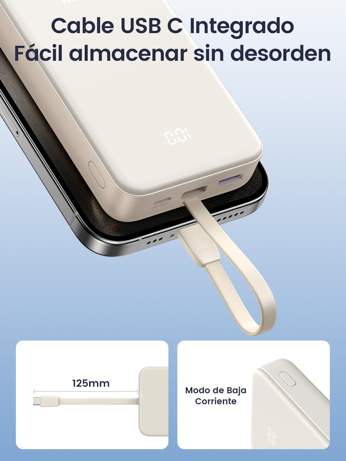 UGREEN 20000MAH Integrated Cable Power Bank 35340