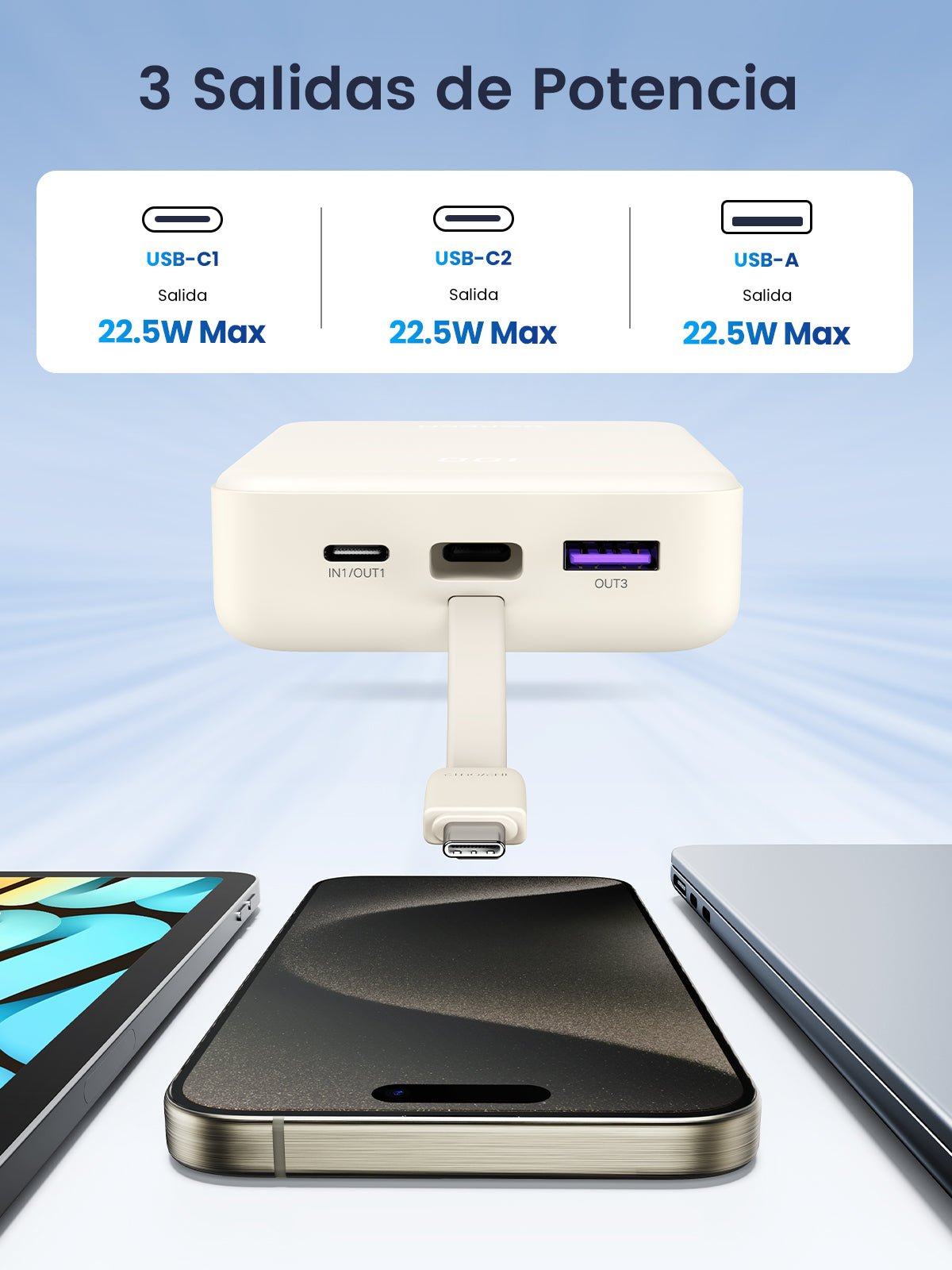 UGREEN 20000MAH Integrated Cable Power Bank 35340